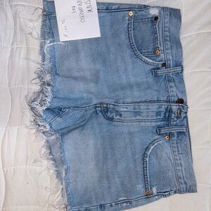 Madewell Light Blue Frayed Jean Shorts